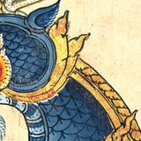 Antique Thai Gouache and Gold Leaf Painting of Mythical Ghilen
