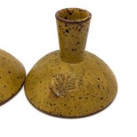 Vintage Dan Weaver Mustard Glazed Earthenware Candle Sticks