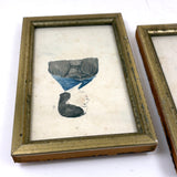 Siblings Frances Jane and Luther Dwight Woodbury, Sutton, MA, 1840s Folk Art Watercolor Portraits in Period Frames