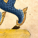 Antique Thai Gouache and Gold Leaf Painting of Mythical Ghilen