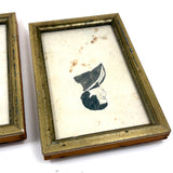 Siblings Frances Jane and Luther Dwight Woodbury, Sutton, MA, 1840s Folk Art Watercolor Portraits in Period Frames