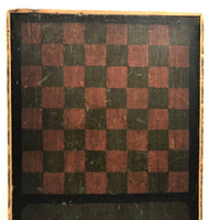 Beautiful 19th C. Primitive Red, Green, Black Painted Checkerboard
