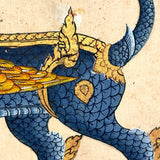 Antique Thai Gouache and Gold Leaf Painting of Mythical Ghilen