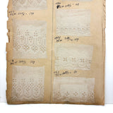 19th Century Embroidered Eyelet Lace Samples: Over-sized, Double-sided Page (13 Samples)
