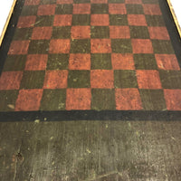 Beautiful 19th C. Primitive Red, Green, Black Painted Checkerboard