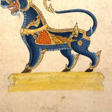 Antique Thai Gouache and Gold Leaf Painting of Mythical Ghilen