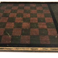 Beautiful 19th C. Primitive Red, Green, Black Painted Checkerboard