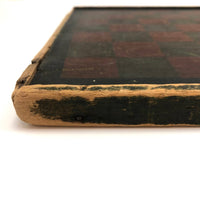 Beautiful 19th C. Primitive Red, Green, Black Painted Checkerboard