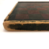 Beautiful 19th C. Primitive Red, Green, Black Painted Checkerboard
