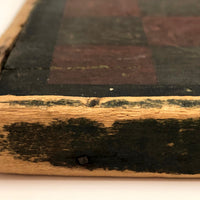 Beautiful 19th C. Primitive Red, Green, Black Painted Checkerboard