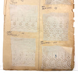 19th Century Embroidered Eyelet Lace Samples: Over-sized, Double-sided Page (13 Samples)