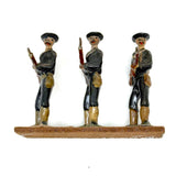 Three Old Painted Lead Royal Navy Sailors with Bayonettes Lined Up in a Row