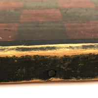 Beautiful 19th C. Primitive Red, Green, Black Painted Checkerboard