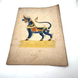 Antique Thai Gouache and Gold Leaf Painting of Mythical Ghilen