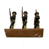 Three Old Painted Lead Royal Navy Sailors with Bayonettes Lined Up in a Row