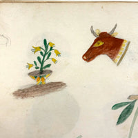 Caleb Cope's Most Wonderful Earlyish 19th Century Notebook with Many Watercolors and Schoolwork