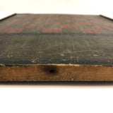 Beautiful 19th C. Primitive Red, Green, Black Painted Checkerboard