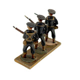 Three Old Painted Lead Royal Navy Sailors with Bayonettes Lined Up in a Row