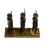 Three Old Painted Lead Royal Navy Sailors with Bayonettes Lined Up in a Row