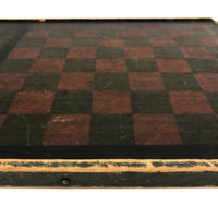 Beautiful 19th C. Primitive Red, Green, Black Painted Checkerboard