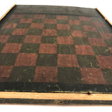 Beautiful 19th C. Primitive Red, Green, Black Painted Checkerboard
