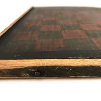 Beautiful 19th C. Primitive Red, Green, Black Painted Checkerboard