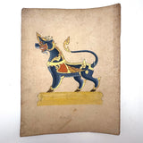 Antique Thai Gouache and Gold Leaf Painting of Mythical Ghilen