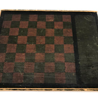 Beautiful 19th C. Primitive Red, Green, Black Painted Checkerboard