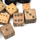As Found: Collection of Old Carved Wooden Dice in Goodyear Rapid Needles Box