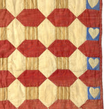Favorite Ever Antique Child's Quilt with Heart Border and Monogram on Reverse