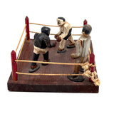 Boxers in the Ring with Arms Swinging, Mid 20th Century Carved Folk Art Construction