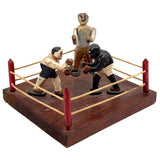 Boxers in the Ring with Arms Swinging, Mid 20th Century Carved Folk Art Construction
