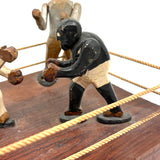Boxers in the Ring with Arms Swinging, Mid 20th Century Carved Folk Art Construction
