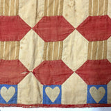 Favorite Ever Antique Child's Quilt with Heart Border and Monogram on Reverse