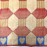Favorite Ever Antique Child's Quilt with Heart Border and Monogram on Reverse