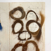Annotated Collected Hair Locks Stitched to Paper with Handwritten Names and Notes #1, 1866