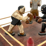 Boxers in the Ring with Arms Swinging, Mid 20th Century Carved Folk Art Construction