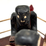 Boxers in the Ring with Arms Swinging, Mid 20th Century Carved Folk Art Construction