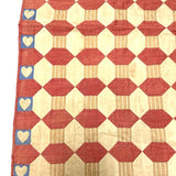 Favorite Ever Antique Child's Quilt with Heart Border and Monogram on Reverse