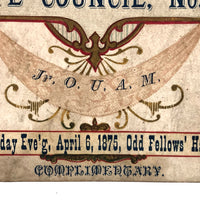 1875 Odd Fellows Hope Council No. 2 Announcement/Ticket