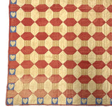 Favorite Ever Antique Child's Quilt with Heart Border and Monogram on Reverse