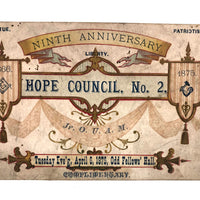 1875 Odd Fellows Hope Council No. 2 Announcement/Ticket