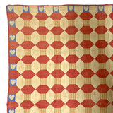 Favorite Ever Antique Child's Quilt with Heart Border and Monogram on Reverse