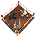 Boxers in the Ring with Arms Swinging, Mid 20th Century Carved Folk Art Construction