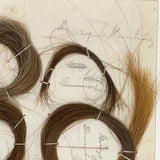 Annotated Collected Hair Locks Stitched to Paper with Handwritten Names and Notes #1, 1866