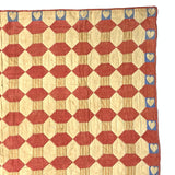 Favorite Ever Antique Child's Quilt with Heart Border and Monogram on Reverse