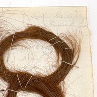 Annotated Collected Hair Locks Stitched to Paper with Handwritten Names and Notes #1, 1866