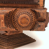 Unusual Antique Two Tiered Tramp Art Box with Pedestal Base and Handsome Champions!
