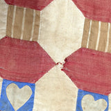 Favorite Ever Antique Child's Quilt with Heart Border and Monogram on Reverse