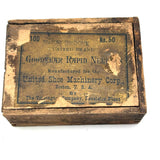 As Found: Collection of Old Carved Wooden Dice in Goodyear Rapid Needles Box